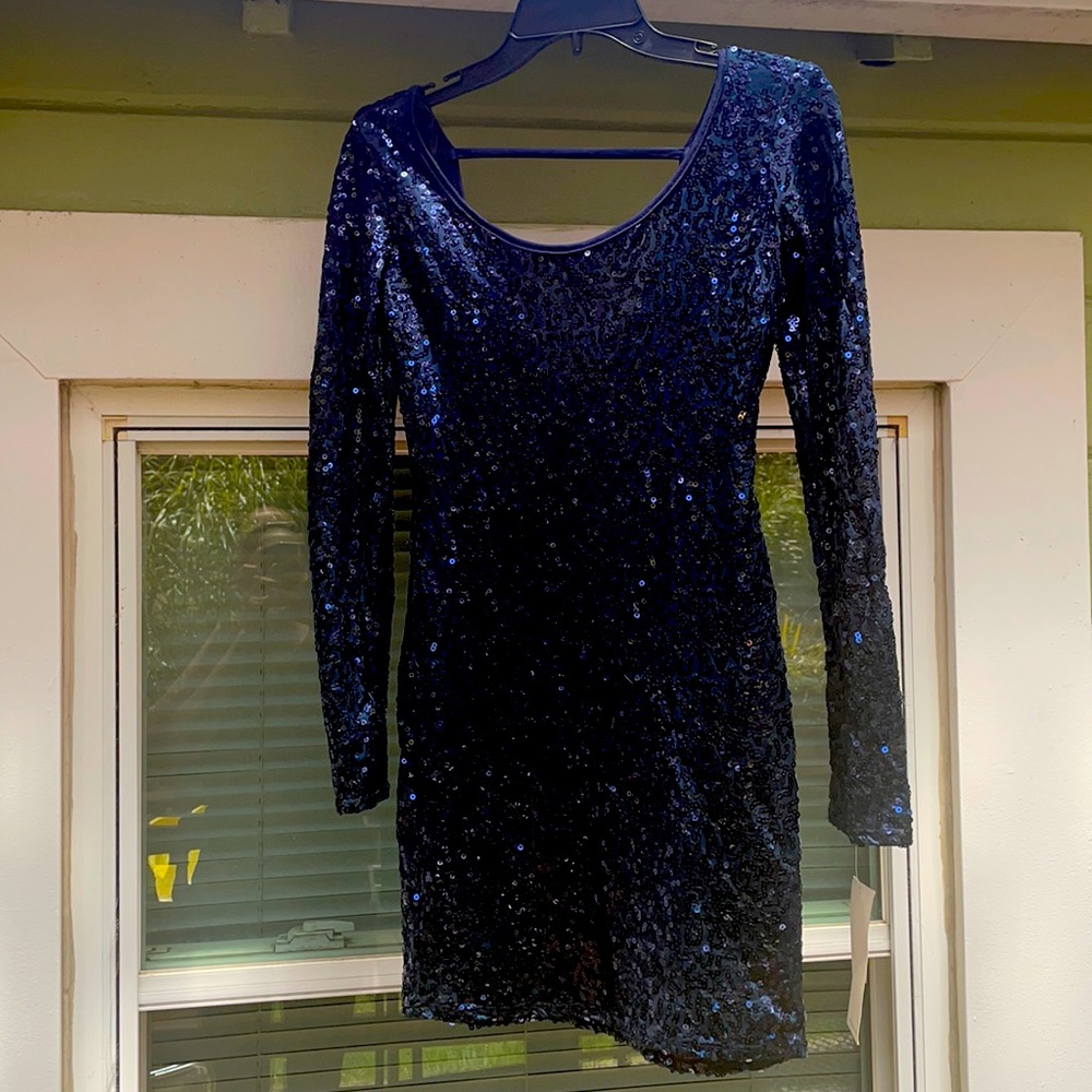 Ruby rox navy long sleeve dress